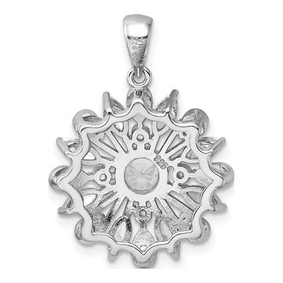 Sterling Silver CZ Floral Pendant – view 4