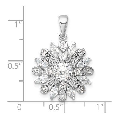Sterling Silver CZ Floral Pendant – view 5