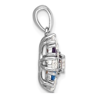 Sterling Silver Crystal & CZ Rainbow Floral Pendant – view 3