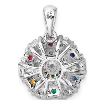 Sterling Silver Crystal & CZ Rainbow Floral Pendant – view 4