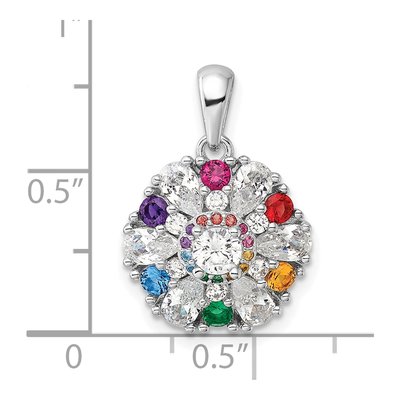 Sterling Silver Crystal & CZ Rainbow Floral Pendant – view 5