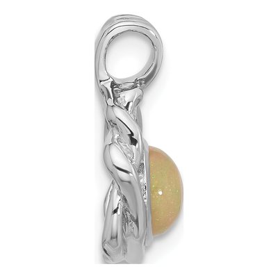 Sterling Silver Opal Natural Round Pendant – view 3