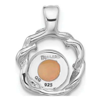 Sterling Silver Opal Natural Round Pendant – view 4