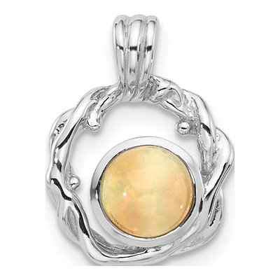 Sterling Silver Opal Natural Round Pendant