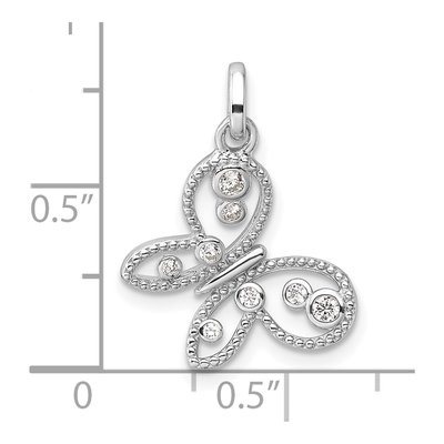 Sterling Silver CZ Butterfly Pendant – view 5