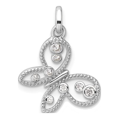 Sterling Silver CZ Butterfly Pendant
