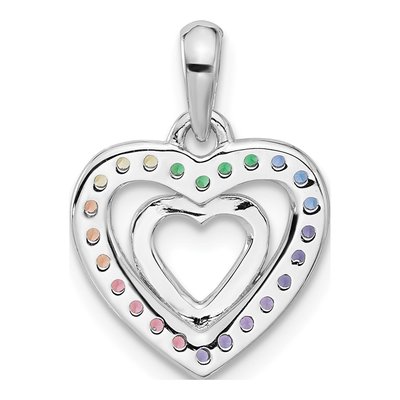 Sterling Silver Crystal Girls' Rainbow Heart Pendant – view 4