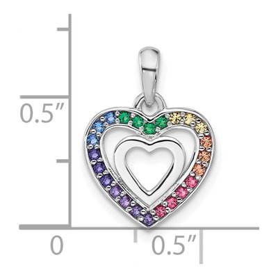 Sterling Silver Crystal Girls' Rainbow Heart Pendant – view 5