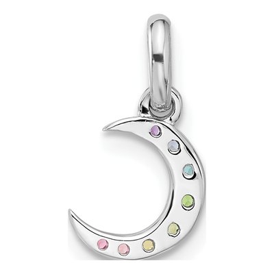 Sterling Silver Crystal Girls' Rainbow Moon Pendant – view 4