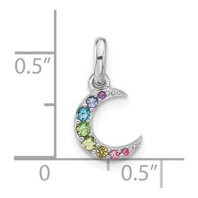 Sterling Silver Crystal Girls' Rainbow Moon Pendant – view 5