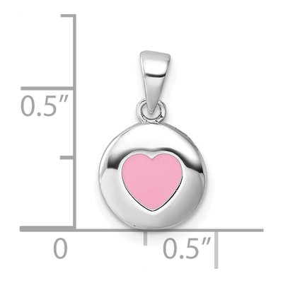 Sterling Silver Girls' Pink Enamel Heart Pendant – view 5