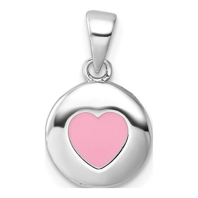 Sterling Silver Girls' Pink Enamel Heart Pendant