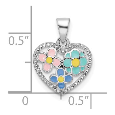Sterling Silver Girls' Enamel Heart Pendant – view 5