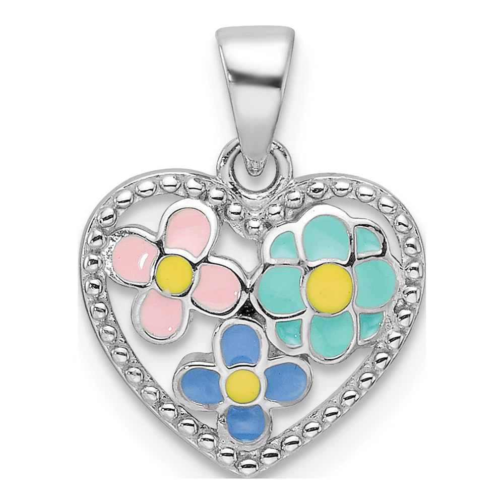 Sterling Silver Girls' Enamel Heart Pendant