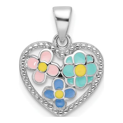 Sterling Silver Girls' Enamel Heart Pendant