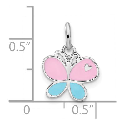 Sterling Silver Girls' Enamel Butterfly Pendant – view 5