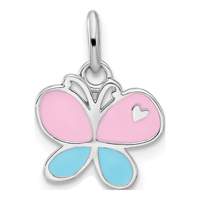 Sterling Silver Girls' Enamel Butterfly Pendant