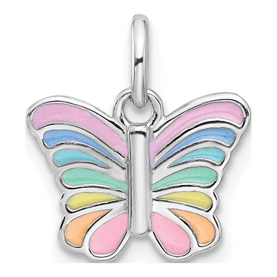 Sterling Silver Girls' Enamel Butterfly Pendant