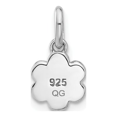 Sterling Silver Girls' Blue Enamel Flower Pendant – view 4