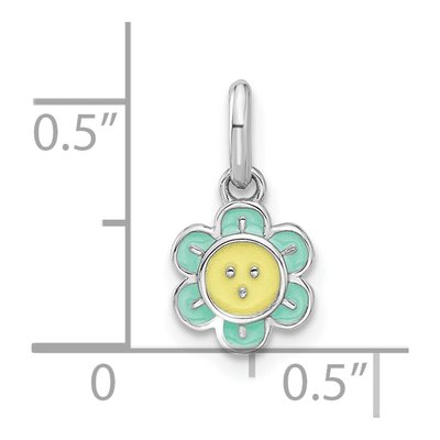 Sterling Silver Girls' Blue Enamel Flower Pendant – view 5