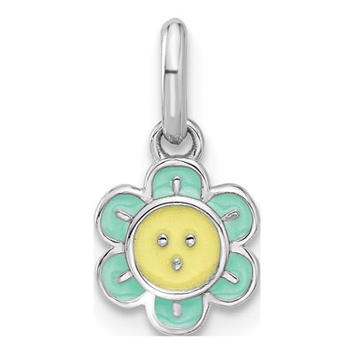 Sterling Silver Girls' Blue Enamel Flower Pendant