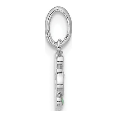 Sterling Silver Girls' Pink Green Tulip Pendant – view 3