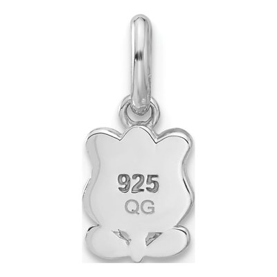 Sterling Silver Girls' Pink Green Tulip Pendant – view 4