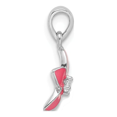 Sterling Silver CZ Enamel Flower Children's Pendant – view 3