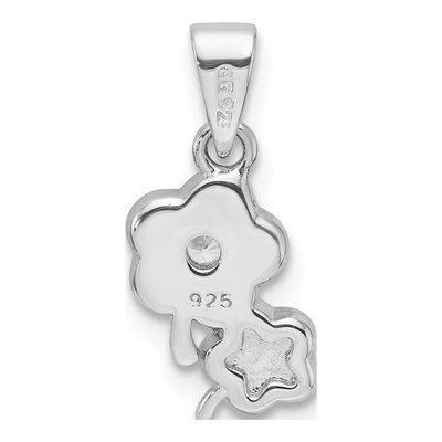 Sterling Silver CZ Girls' Enamel Flower Pendant – view 4