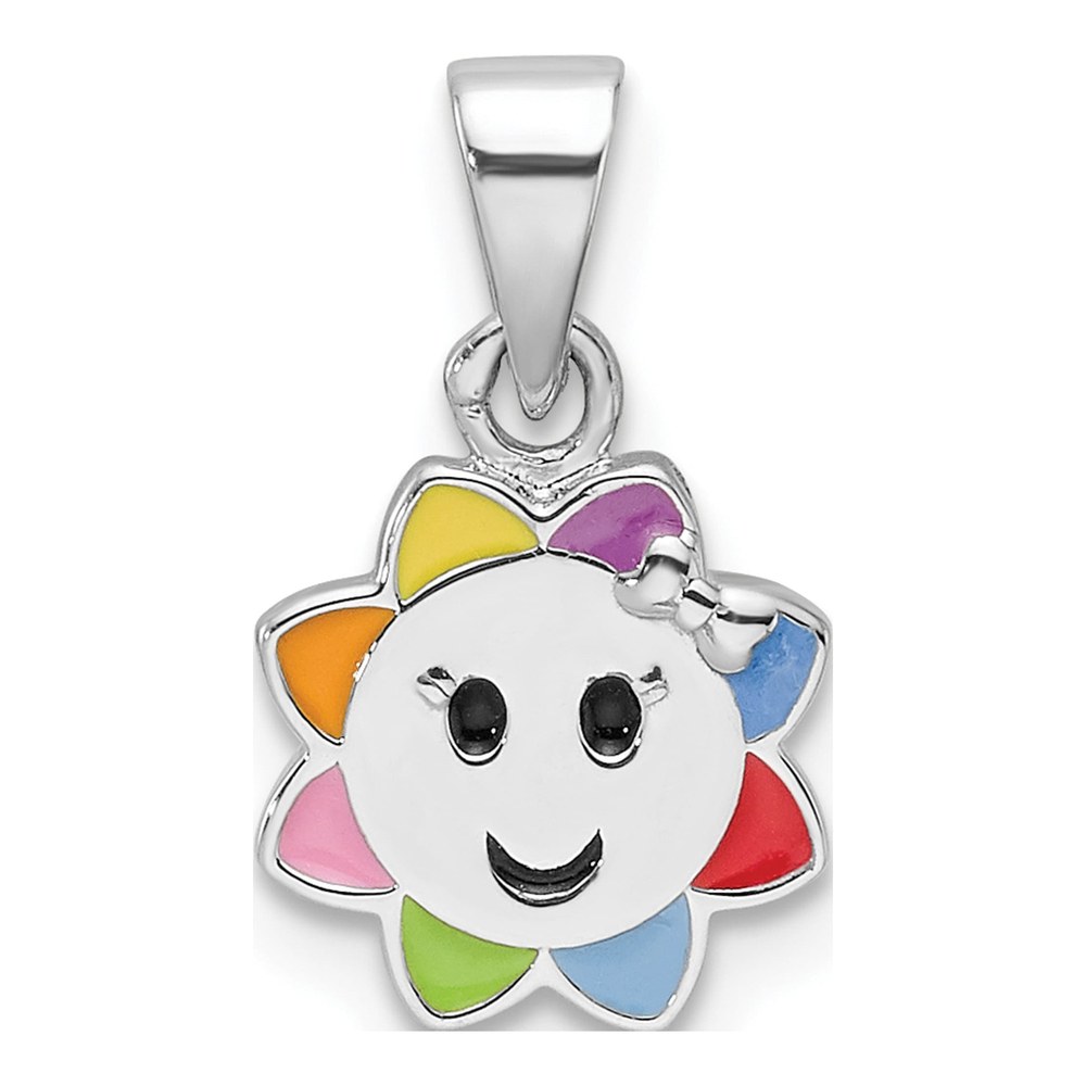 Sterling Silver Smiling Sun for Kids Pendant