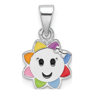 Sterling Silver Smiling Sun for Kids Pendant