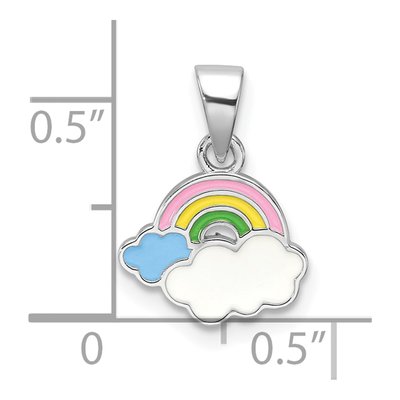Sterling Silver Girls' Enamel Rainbow Pendant – view 5