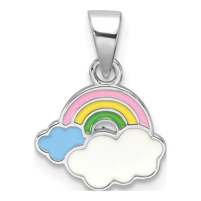Sterling Silver Girls' Enamel Rainbow Pendant