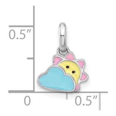 Sterling Silver Girls' Enamel Sun Cloud Pendant – view 5