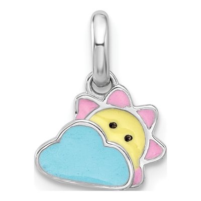 Sterling Silver Girls' Enamel Sun Cloud Pendant