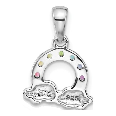Sterling Silver Crystal Girls' Rainbow Clouds Pendant – view 4