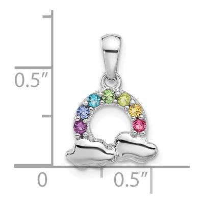 Sterling Silver Crystal Girls' Rainbow Clouds Pendant – view 5