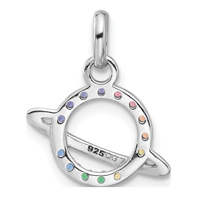 Sterling Silver Crystal Girls' Multi-Color Planet Pendant – view 4