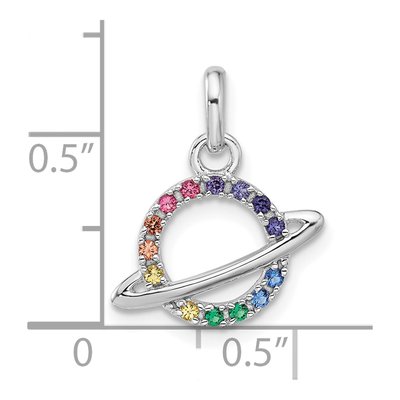 Sterling Silver Crystal Girls' Multi-Color Planet Pendant – view 5