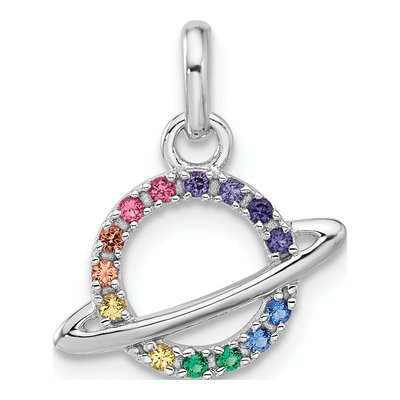 Sterling Silver Crystal Girls' Multi-Color Planet Pendant