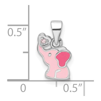 Sterling Silver CZ Girls' Elephant Pendant – view 5