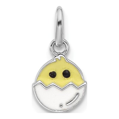 Sterling Silver Enameled Chick Egg Pendant