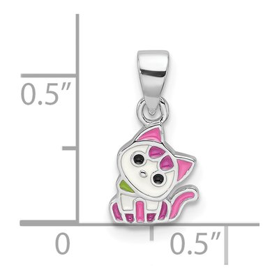 Sterling Silver Enameled Cat for Girls Pendant – view 5