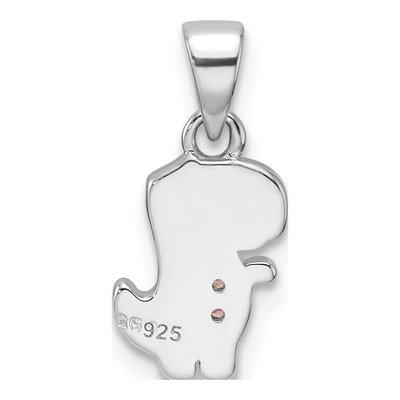 Sterling Silver CZ Girls' Enamel Dinosaur Pendant – view 4