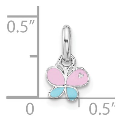 Sterling Silver Girls' Enamel Butterfly Pendant – view 5