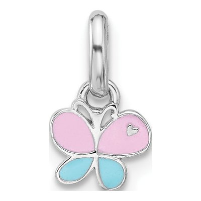 Sterling Silver Girls' Enamel Butterfly Pendant