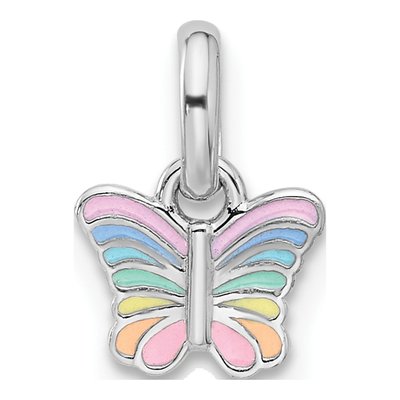 Sterling Silver Children's Small Enamel Butterfly Pendant