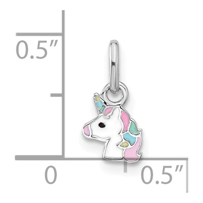 Sterling Silver Girls' Enamel Unicorn Pendant – view 5
