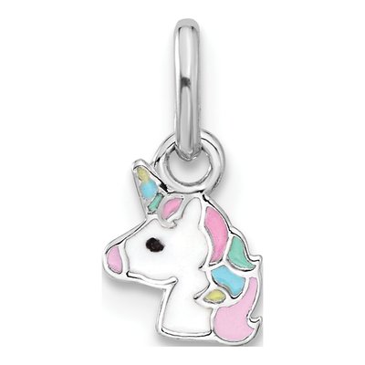 Sterling Silver Girls' Enamel Unicorn Pendant