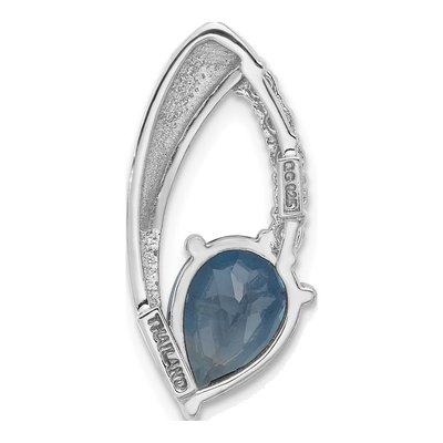 Sterling Silver London Blue Topaz & CZ Slide Pendant – view 4